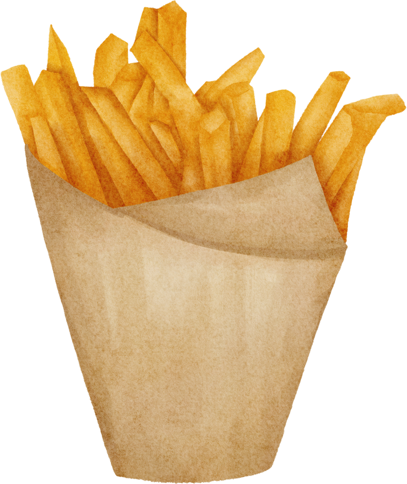 watercolor french fries